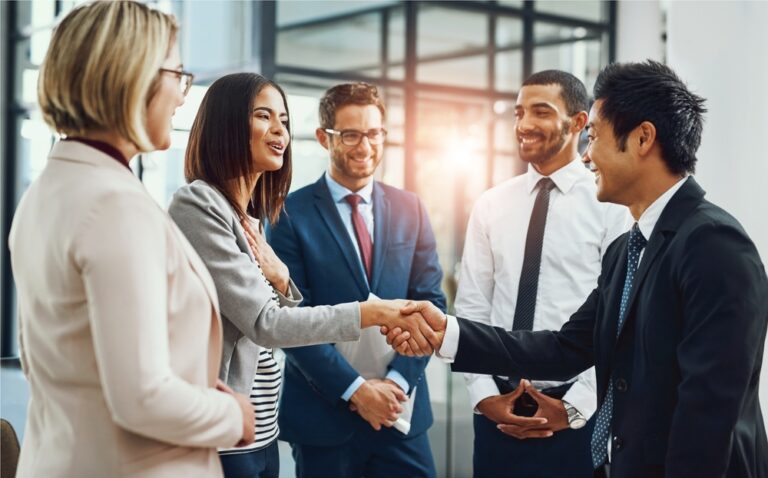 Group,,Business,People,And,Shaking,Hands,For,Welcome,,Introduction,Or